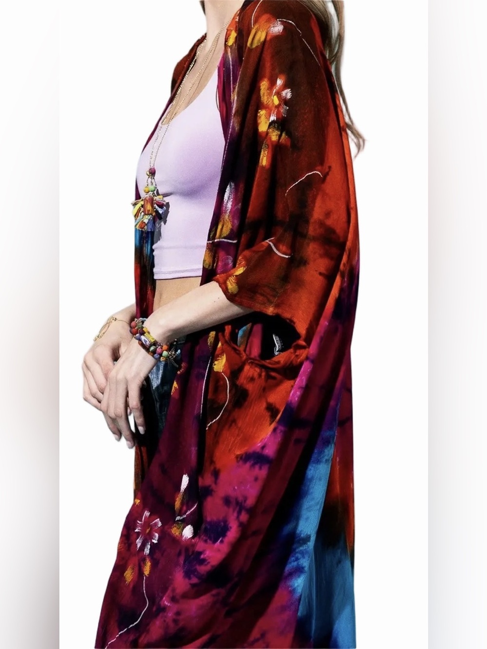 Ruggine Tie-Dye Floral Kimono - Picture 4 of 8